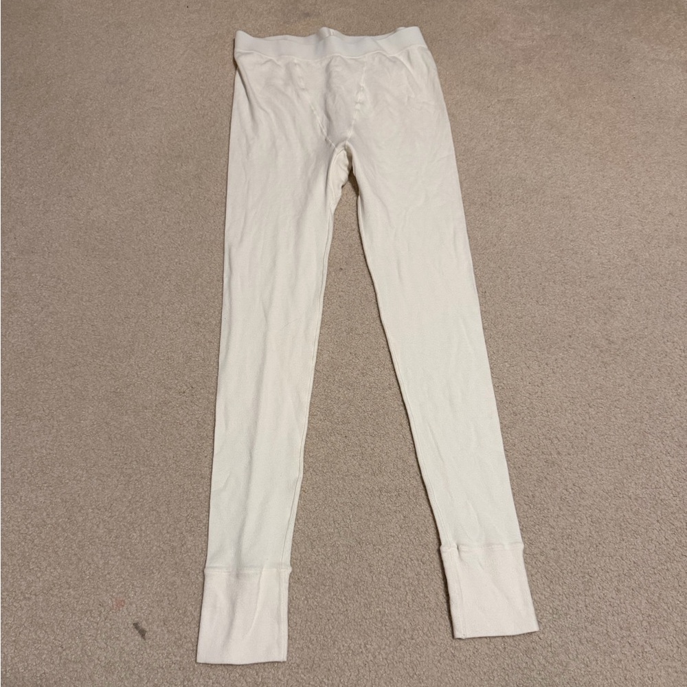 SKIMS Cream Cotton Ribbed Leggings - Picture 4 of 5